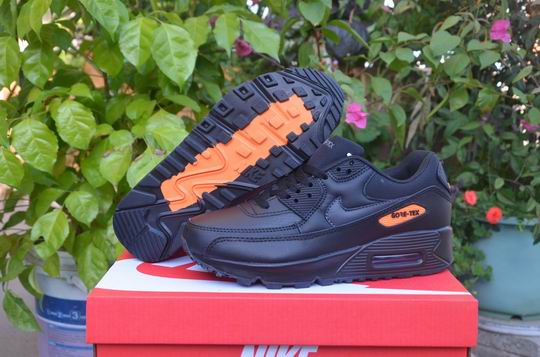 Cheap Nike Air Max 90 Men's Women's Shoes Black Orange-120 - Click Image to Close